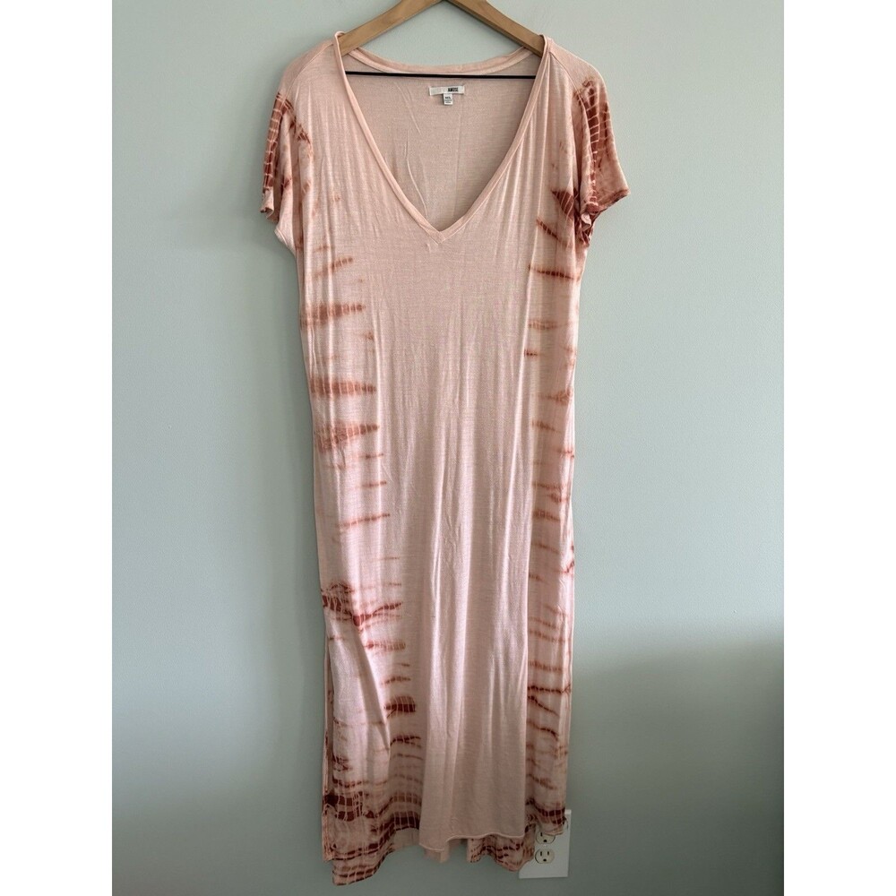Amuse Society Dress Pink Tie Dye Linen Blend Maxi M/L Side Slits FLAW
